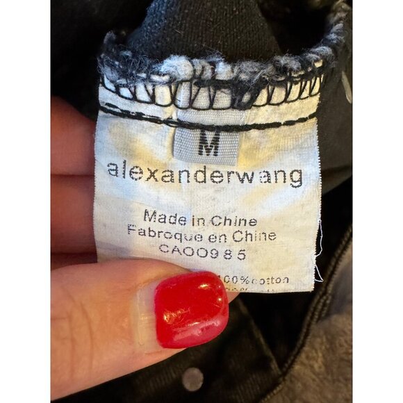 Alexander Wang Jeans Women Medium Black Rhinestone Strap High Rise Straight Leg - Picture 13 of 15